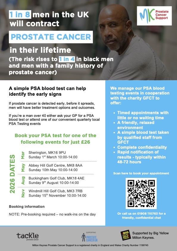 MK Prostate Cancer Support new dates for 2026 PSA blood test events | Northamptonshire Chamber of Commerce